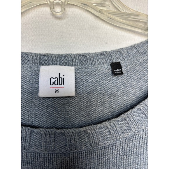 Cabi Short & Sweet Blue Cable Knit Cropped 3/4 Sleeve Sweater Womens Medium - Picture 4 of 7